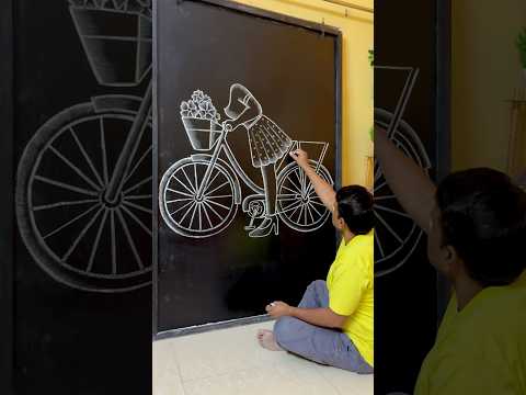 Learn to draw a girl with her bicycle 🚲 #drawingtutorial #art #shortvideo