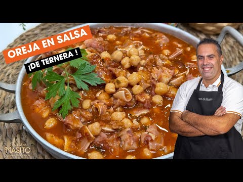 Oreja en salsa con garbanzos ¡vas a disfrutar de lo lindo!