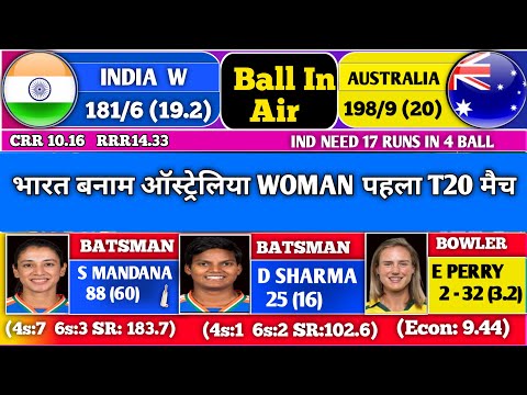 #129 India Women vs Australia Women, 1st T20 | Live Cricket Match Today | IND Women vs AUS Women