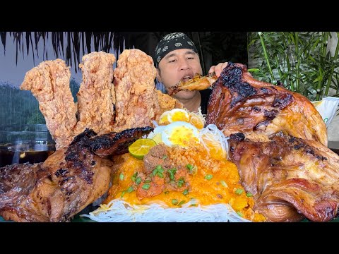 Mang Inasal Chicken, Palabok & Crispy Pork Spare ribs Mukbang Pinoy Mukbang