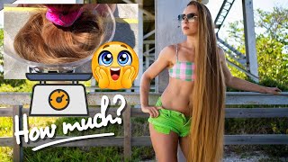 How much does 5 feet of HAIR weigh? Super Thick Hair!