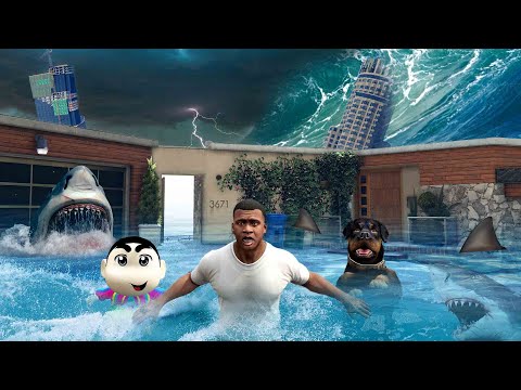 GTA 5: Franklin and Shinchan Survived Tsunami & save Los Santos In GTA 5! (GTA 5 Mods)