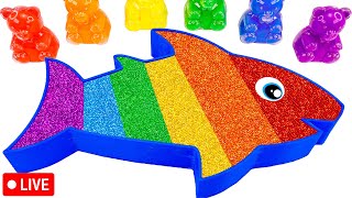 🔴 LIVE: Satisfying Video | How To Make Rainbow Fish Bathtub With Glitter Slime Cutting ASMR