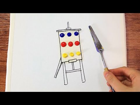 The Girl Paints Clouds On The Easel-Acrylic Painting on Canvas Step by Step-Satisfying ASMR #403 - Serena Art