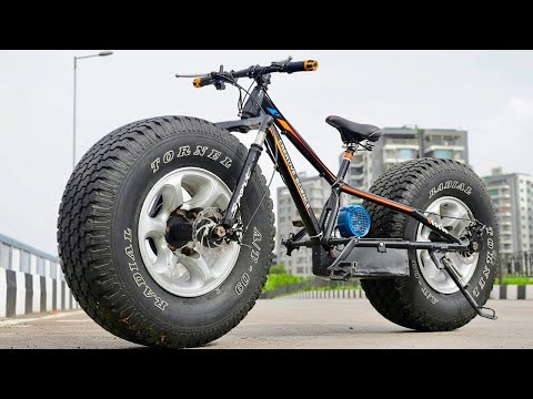“साइकिल में कार का बड़ा Tyre lagaya!” || Homemade Electric Fat tyre bike at home