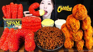ASMR MUKBANG| 직접 만든 치토스 치킨 치즈스틱 킬바사 스팸 짜파게티 먹방 & 레시피 CHEETOS CHICKEN AND BLACK BEAN NOODLES EATING