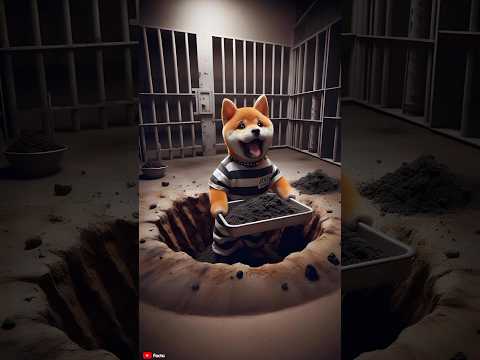 Cute puppy is trying to escape from jail ??...#ai #dog #aidog #funny
