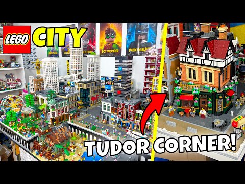 Placing the NEW LEGO Tudor Corner Modular in my LEGO City!