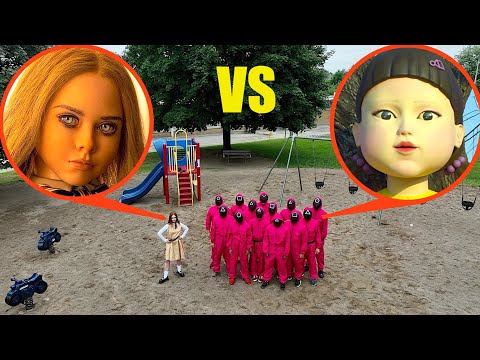 drone catches M3GAN vs Squid Game at Haunted Park (Huge Battle)