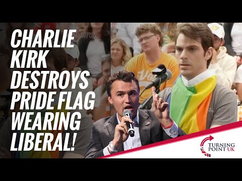 Charlie Kirk Destroys Pride Flag Wearing Liberal!