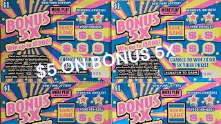 $5 Mini Bet on Bonus 5X! NY Lotto Scratch Off Tickets 