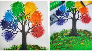 Rainbow Tree 🖼️ - Acrylic Painting for Beginners | How to paint a Simple Acrylic Painting #drawing