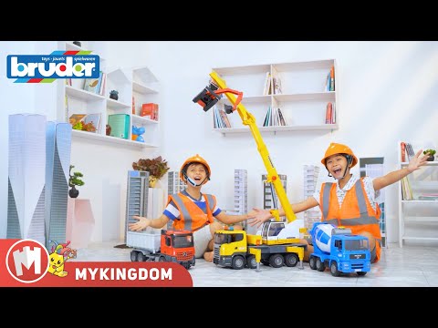 BÉ KHÁM PHÁ NGHỀ NGHIỆP, THẾ GIỚI XE CÔNG TRÌNH | Review xe Bruder
