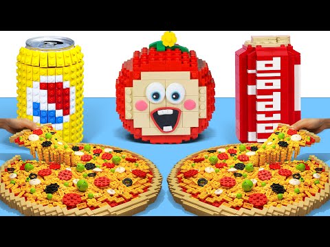 ASMR MUKBANG The World’s Largest LEGO Cheesy Pizza LEGO Apu Adventures