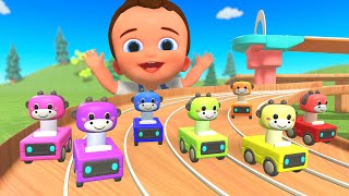 Learn Colors with Baby Animals! Toy Car Race Adventure for Kids 🚗🌈📚