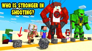 Monsters & Herobrine vs Titan JJ and Mikey WHO IS STRONGER IN SHOOTING? - Maizen Minecraft Animation