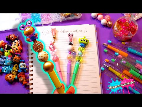 Hice los bolígrafos virales (DIY Beaded Pens) - Supermanualidades