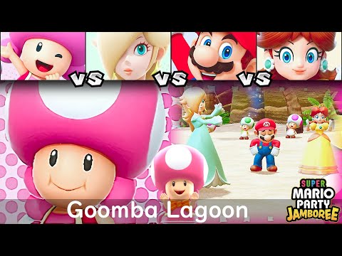 Super Mario Party Jamboree Toadette vs Rosalina vs Mario vs Daisy in Goomba Lagoon