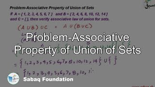 Problem-Associative Property of Union of Sets