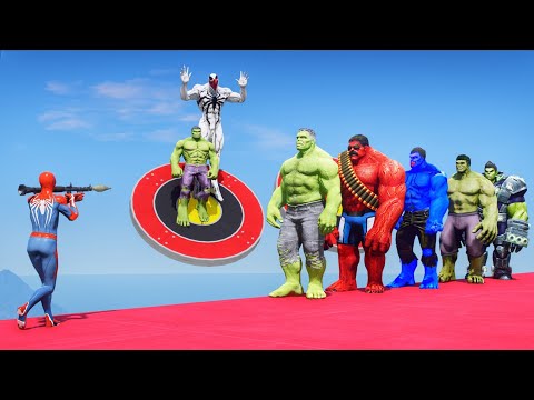 GTA 5 Epic Ragdoll Showdown: Spider-Man vs Hulk & Colorful Hulk Variants | Fun Ep.01