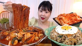 군산맛집 맛스넥하우스 당면가득 매콤한 순대볶음 해물볶음밥 김치 먹방 Spicy Sundae-bokkeum Noodles Seafood Rice Kimchi Mukbang