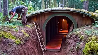 Man Builds Undergound Cabin with STONES and LOGS | by @lesnoy