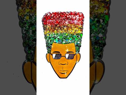 DIY glitter Afro man hairstyle wearing sunglasses easy kids art #kids #afro #colors #hairstyle