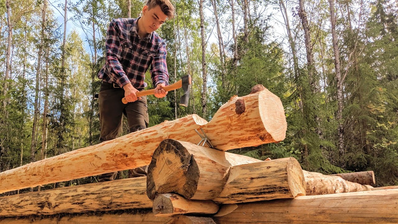 Solo Off Grid Timbering Log Cabin only Hand Tools 7. 0 - One Man Traditional Log Cabin series