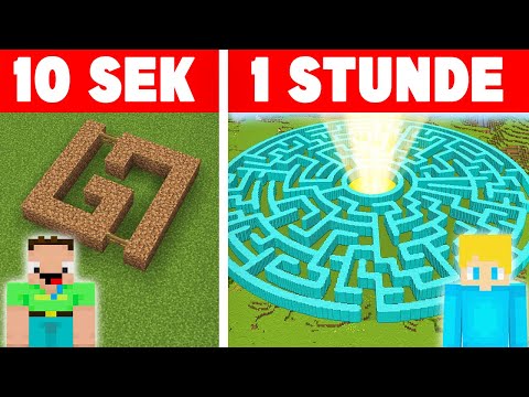 10 Sekunde vs 1 Stunde RIESEN LABYRINTH Bau Challenge in Minecraft!