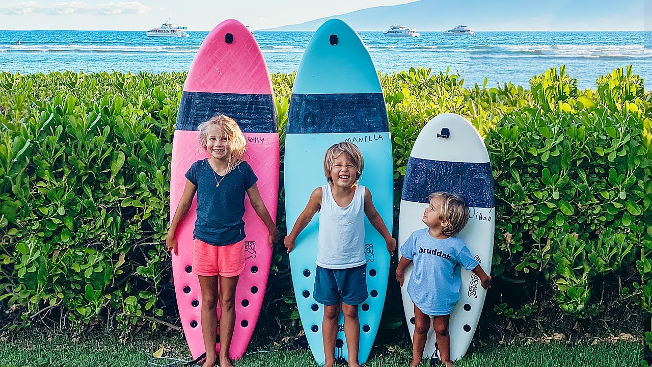 SURF SCHOOL PART 1 with 7 YR Old Dorothy and 5 YR Old Manilla. The Ultimate Surf Routine for kids!