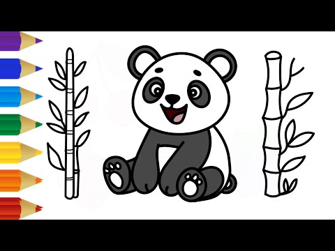 KOLAY PANDA ÇİZİMİ VE BOYAMA, 4 Sevimli Panda Resmi Yaptık