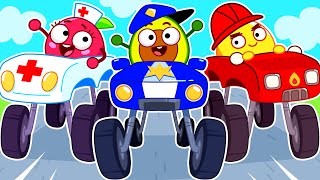 Police Car's Wheels Go Round and Round | Monster Truck | Nursery Rhymes & Songs | Pit&Penny Stories