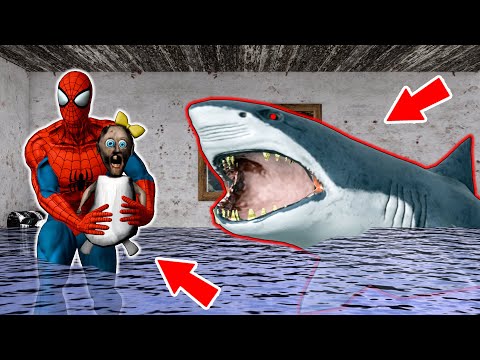 Little Granny vs Spider-Man vs Great White Shark - funny horror animation (compilation 9)
