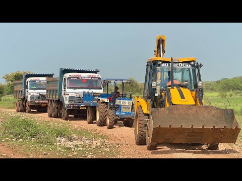 JCB 3dx Eco Loading Mud in TATA Dump Truck | Tata 2518 Truck | Swaraj 744 4wd Tractor