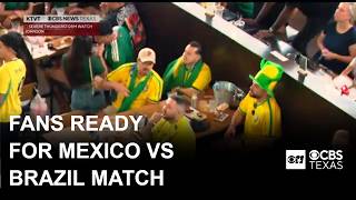 YouTube video thumbnail: Mexico and Brazil Fans Pack Texas Live to Watch Sunday Night's FIFA Match