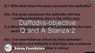 Daffodils-objective Q and A Stanza 2