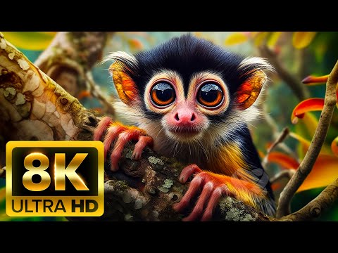 JUNGLE WILDLIFE 8K (120FPS) ULTRA HD - With Relaxing Music (Colorfully Dynamic)