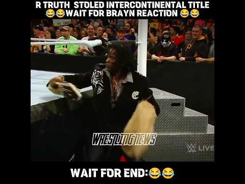 😂😂WHAT!! r truth stoled the ic title #shorts #wwe #funny #wrestling #viralvideo