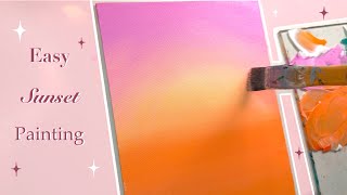 Painting a Peaceful Sunset with Flying Birds/ Step by Step / Easy Acrylic painting for beginners