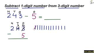 Subtract 1-digit number from 3-digit number