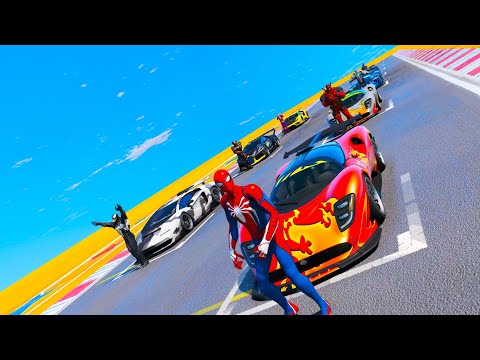 Spider man Venom BatMan Superheroes Mega great circulation Challenge CARS GTA V !Человек Паук  Веном