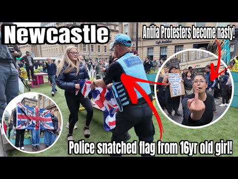 NEWCASTLE - Police Threatened Me With Arrest For No Reason! Antifa Protesters Kick Off!!
