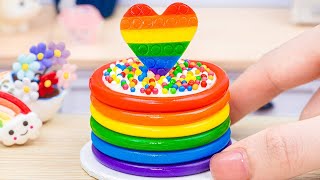 Mini Rainbow Cake Recipe ❤️ DIY Beautiful Heart Cake with Kinder Theme by Lotus Cakes