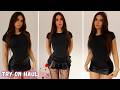 LEATHER MINI SKIRT TRY ON HAUL  Lauren Alexis.1080p