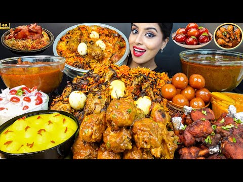 ASMR Eating Spicy Chicken Biryani,Tawa Curry Masala,Leg Piece,Lollipop Big Bites ASMR Eating Mukbang