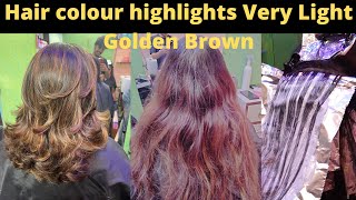 Hair colour highlights Very Light Golden Brown🔥Ash golden balayage highlights on dark brown hair