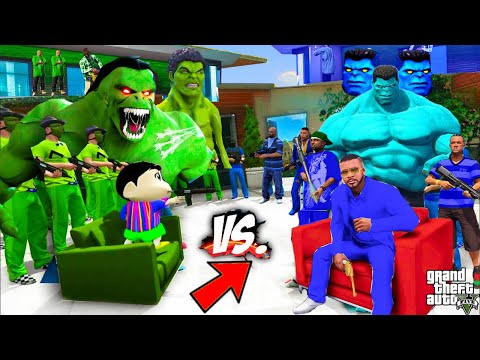 Shinchan Pinchan GREEN HULK GANG vs Franklin BLUE HULK GANG In GTA 5 | Franklin Wins Over JOKER