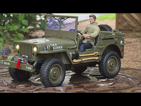 1/10 Scale JJRC C8815 Willys Military Jeep Winch & Canopy Unboxing & offroad