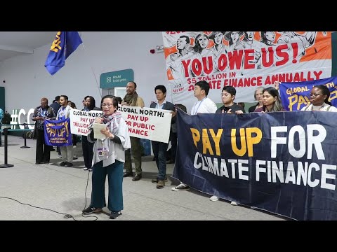 Protest near delegation pavilions at the COP29 summit|تظاهرات در نزدیکی محل برگزاری نشست تغییر اقلیم