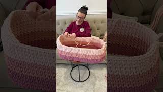 Pink Ombré Hooded Crochet Moses Baskets #crochetmosesbasket #newborn #crochet